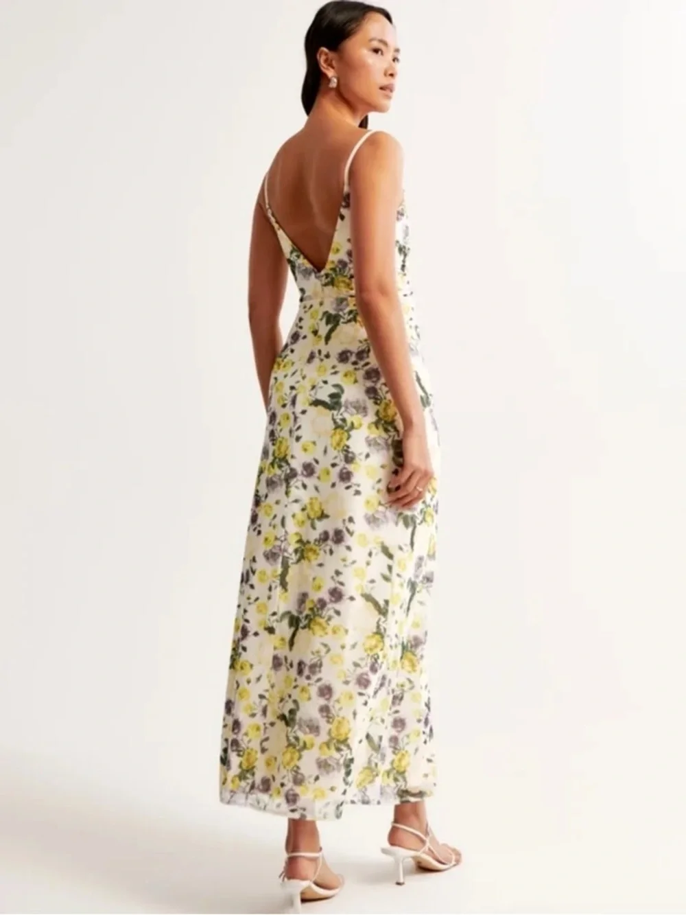Abercrombie - Mesh Twist Wrap Maxi Dress - Cream Floral